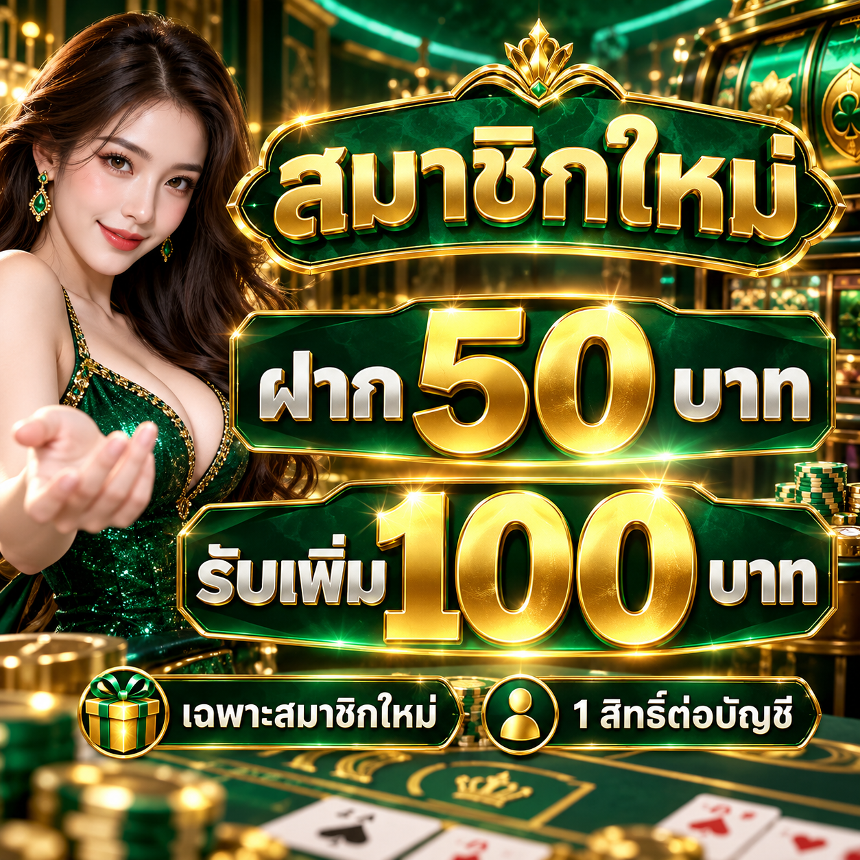 โปรโมชั่นสมาชิกใหม่ฝาก 50 รับเพิ่ม 100 บาท meesub168
